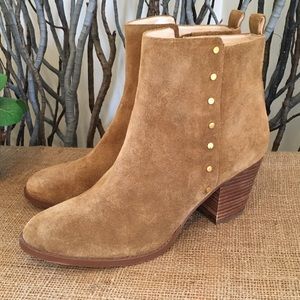 Nine West Tan Ankle Boots with Gold Studs